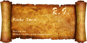 Radu Imre névjegykártya
